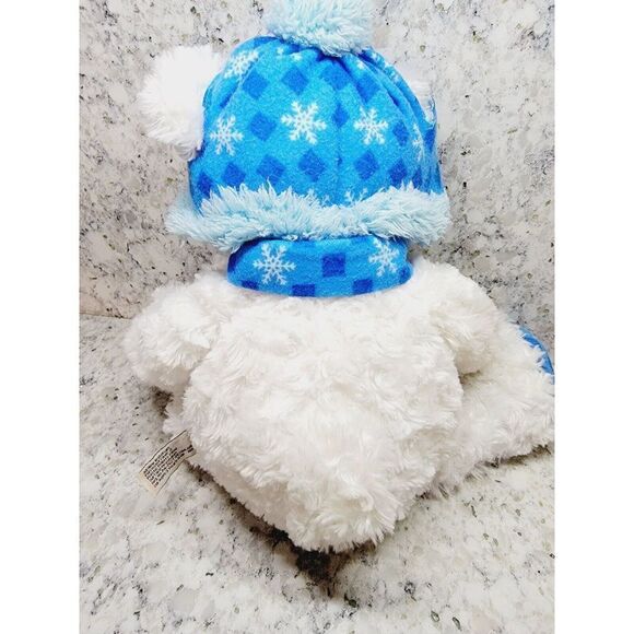 Hugfun International‎ White Snowflake Teddy Bear 17" Plush Blue Hat Scarf Toy - Picture 3 of 10